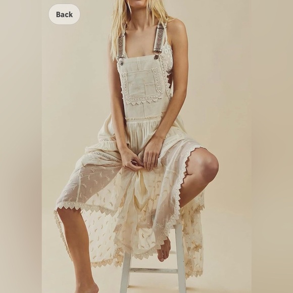 Nordstrom Dresses & Skirts - Women Bib Overall Babydoll Pinafore Embroidered Lace Straps Suspender Dress